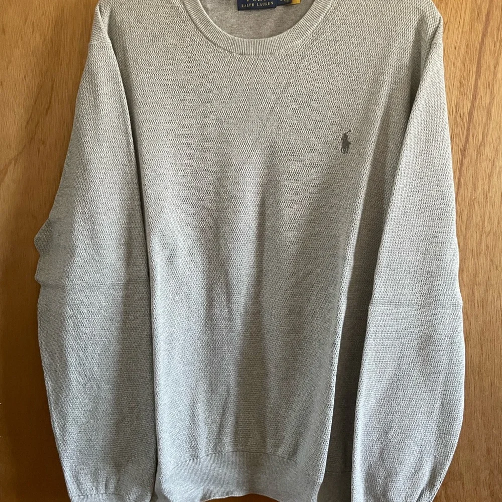 Polo Ralph Lauren Sweater Mens Gray Pony Textured Knit Cotton Prep XL - Picture 3 of 4